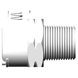 Female Thumb Latch - 40 Series to  1/4" Male BSPP Thread, Straight, Chrome Plated Brass, Open-Flow