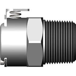 Female Thumb Latch - 40 Series to  3/8" Male NPT Thread, Straight, Chrome Plated Brass, Shut-Off