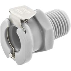 Female Thumb Latch - 40 Series to  1/4" Male NPT Thread, Straight, PP (Polypropylene), Shut-Off