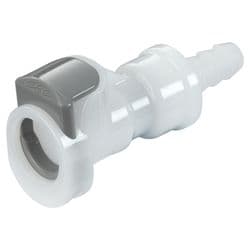 Female Thumb Latch - APC Series to  6,4mm (1/4") Tube Connection, Straight, Acetal, Shut-Off