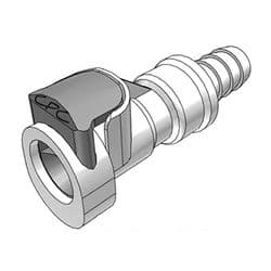 Female Thumb Latch - APC Series to  9,5mm (3/8") Tube Connection, Straight, Acetal, Shut-Off