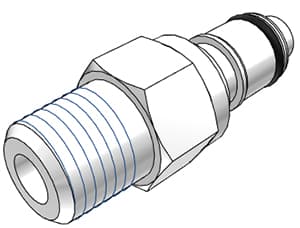 Straight, Thumb Latch - APC Series Male to NPT 1/4", Acetal White, 1/4" Flow, NSF Version, FDA EPDM O-Ring