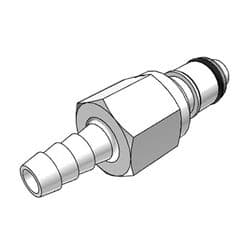 Male Thumb Latch - APC Series to  6,4mm (1/4") Tube Connection, Straight, Acetal, Shut-Off