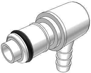 Elbow, Thumb Latch - APC Series Male to Tube Fitment 6,4mm (1/4") ID, Acetal White, 1/4" Flow, NSF Version, FDA EPDM O-Ring