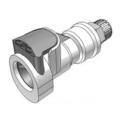 Female Thumb Latch - APC Series to  6,4mm (1/4") Tube Connection PTF (Push to Fit), Straight, Acetal, Shut-Off