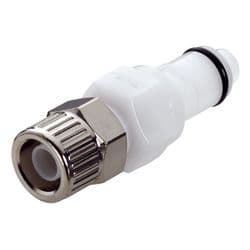 Male Thumb Latch - APC Series to  9,5mm (3/8") Tube Connection PTF (Push to Fit), Straight, Acetal, Shut-Off