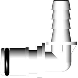 Male Thumb Latch - 50 Series to  6,4mm (1/4") Tube Connection, Elbow, Acetal, Open-Flow