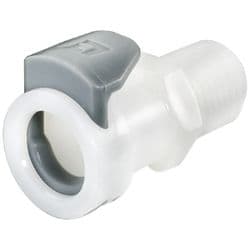 Female Thumb Latch - 50 Series to  1/4" Male NPT Thread, Straight, Acetal, Open-Flow