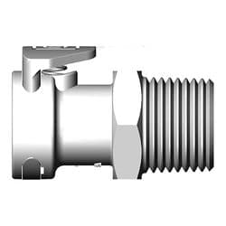 Female Thumb Latch - 50 Series to  3/8" Male NPT Thread, Straight, Acetal, Open-Flow