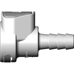 Female Thumb Latch - 50 Series to  6,4mm (1/4") Tube Connection, Straight, Acetal, Open-Flow