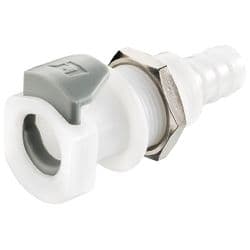 Female Thumb Latch - 50 Series to  9,5mm (3/8") Tube Connection, Panel Mount, Acetal, Open-Flow