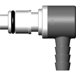 Male Thumb Latch - 50 Series to  6,4mm (1/4") Tube Connection, Elbow, Acetal, Shut-Off