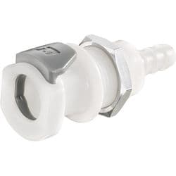 Female Thumb Latch - 50 Series to  6,4mm (1/4") Tube Connection, Panel Mount, Acetal, Shut-Off