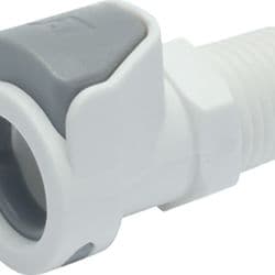 Female Thumb Latch - 50 Series to  1/4" Male NPT Thread, Straight, PP (Polypropylene) - Glass Filled, Open-Flow