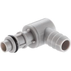 Male Thumb Latch - 50 Series to  9,5mm (3/8") Tube Connection, Elbow, PP (Polypropylene), Shut-Off