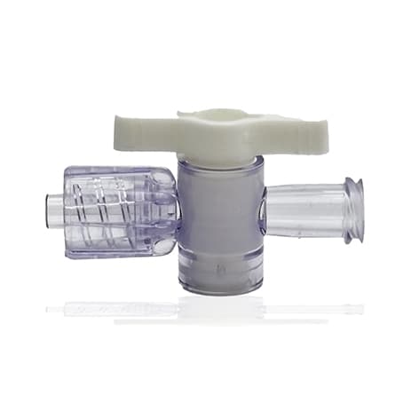 1-Way Stopcock, 29psi (2 bar), Luer Female to Luer Male - Lock, White Large Bore, PC (Polycarbonate) Clear, w/o Caps