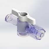 1-Wege Hahn, 29psi, Luer Weiblich zu Luer Männlich, 2-Arm Flaches Profil, Weiß Kurzmutter, PC (Polycarbonate) - Strahlungsstabil Transparent, ohne Kappen