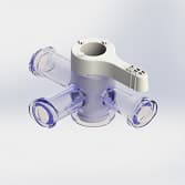 3-Way Stopcock, 29psi, Luer Female to Luer Female, OFF Handle, Long Arm, Low Profile, White , PC (Polycarbonate) - Radiostable Clear, w/o Caps