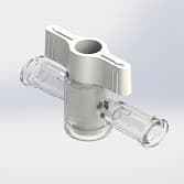 1-Wege Hahn, 29psi, Luer Weiblich zu Luer Weiblich, 2-Arm Hohes Profil, Weiß , PC (Polycarbonate) Transparent, ohne Kappen
