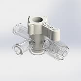 2-Wege Hahn, 29psi, Luer Weiblich zu Luer Männlich, AUS Griff, GXL, Weiß Kurzmutter, PC (Polycarbonate) Transparent, ohne Kappen