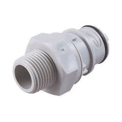 Male Thumb Latch - HFC Series to  1/2" Male NPT Thread, Straight, PP (Polypropylene), Shut-Off