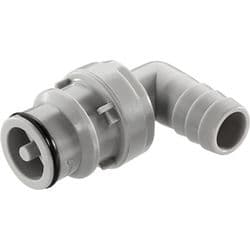 Male Thumb Latch - 60 Series to  12,7mm (1/2") Tube Connection, Elbow, PP (Polypropylene), Open-Flow