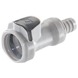 Female Thumb Latch - 60 Series to  12,7mm (1/2") Tube Connection, Straight, PP (Polypropylene), Shut-Off