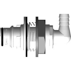 Male Thumb Latch - 60 Series to  9,5mm (3/8") Tube Connection, Panel Mount Elbow, PSU (Polysulfone), Open-Flow