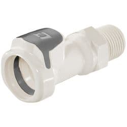 Female Thumb Latch - 60 Series to  1/2" Male NPT Thread, Straight, PSU (Polysulfone), Shut-Off