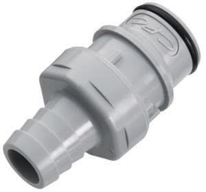 Straight, Thumb Latch - HFC Series Male to Tube Fitment 12,7mm (1/2") ID, PP (Polypropylene) Grey, 1/2" Flow, NSF Version, FDA Buna N O-Ring