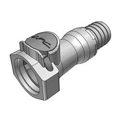 Female Thumb Latch - HFC Series to  19,0mm (3/4") Tube Connection, Straight, PP (Polypropylene), Shut-Off