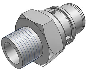 Straight, Thumb Latch - HFC Series Male to NPT 3/8", PP (Polypropylene) Grey, 1/2" Flow, NSF Version, FDA Buna N O-Ring