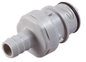Straight, Thumb Latch - HFC Series Male to Tube Fitment 9,5mm (3/8") ID, PP (Polypropylene) Grey, 1/2" Flow, NSF Version, FDA Buna N O-Ring