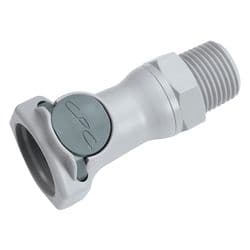 Female Thumb Latch - HFC Series to  1/2" Male NPT Thread, Straight, PP (Polypropylene), Shut-Off