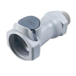 Female Thumb Latch - HFC Series to  3/8" Male NPT Thread, Straight, PP (Polypropylene), Open-Flow