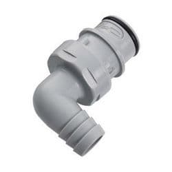 Male Thumb Latch - HFC Series to  12,7mm (1/2") Tube Connection, Elbow, PP (Polypropylene), Open-Flow