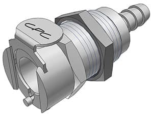 Panel Mount, Thumb Latch - PLC/LC Series Female to Tube Fitment 6,4mm (1/4") ID, Chrome Plated Brass, 1/4" Flow, Metal Latch, NSF Version