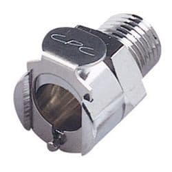 Female Thumb Latch - PLC/LC Series to  1/4" Male NPT Thread, Straight, Chrome Plated Brass, Open-Flow