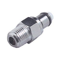 Male Thumb Latch - PLC/LC Series to  1/4" Male NPT Thread, Straight, Chrome Plated Brass, Shut-Off