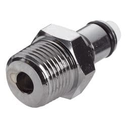 Male Thumb Latch - PLC/LC Series to  3/8" Male NPT Thread, Straight, Chrome Plated Brass, Shut-Off