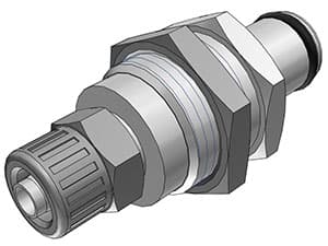 Panel Mount, Thumb Latch - PLC/LC Series Male to Tube Fitment 6,4mm (1/4") ID, Chrome Plated Brass, 1/4" Flow, NSF Version, FDA Buna N O-Ring