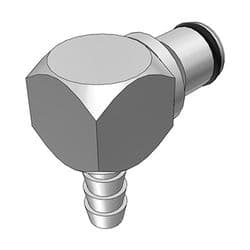 Male Thumb Latch - PLC/LC Series to  6,4mm (1/4") Tube Connection, Elbow, Chrome Plated Brass, Open-Flow