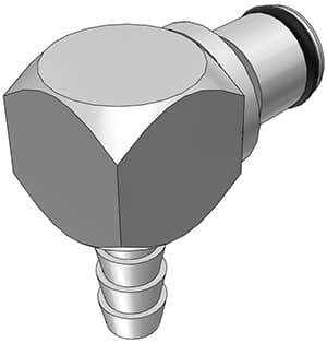 Elbow, Thumb Latch - PLC/LC Series Male to Tube Fitment 6,4mm (1/4") ID, Chrome Plated Brass, 1/4" Flow, NSF Version, FDA Buna N O-Ring