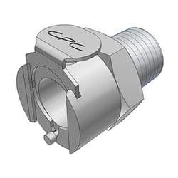 Female Thumb Latch - PLC/LC Series to  1/4" Male NPT Thread, Straight, Chrome Plated Brass, Shut-Off