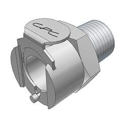 Female Thumb Latch - PLC/LC Series to  1/4" Male BSPP Thread, Straight, Chrome Plated Brass, Shut-Off