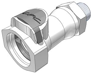 Straight, Thumb Latch - HFC Series Female to NPT 3/8", PSU (Polysulfone) White, 1/2" Flow, Plastic Latch, NSF Version, FDA EPDM O-Ring