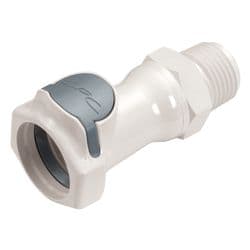 Female Thumb Latch - HFC Series to  1/2" Male NPT Thread, Straight, PSU (Polysulfone), Shut-Off