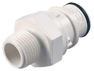 Straight, Thumb Latch - HFC Series Male to NPT 3/8", PSU (Polysulfone) White, 1/2" Flow, NSF Version, FDA EPDM O-Ring