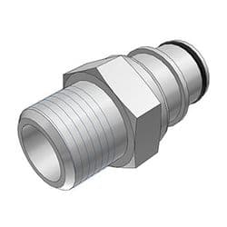 Male Thumb Latch - HFC Series to  1/2" Male NPT Thread, Straight, PSU (Polysulfone), Shut-Off