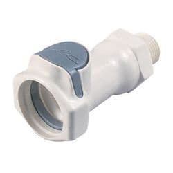 Female Thumb Latch - HFC Series to  3/8" Male NPT Thread, Straight, PSU (Polysulfone), Open-Flow